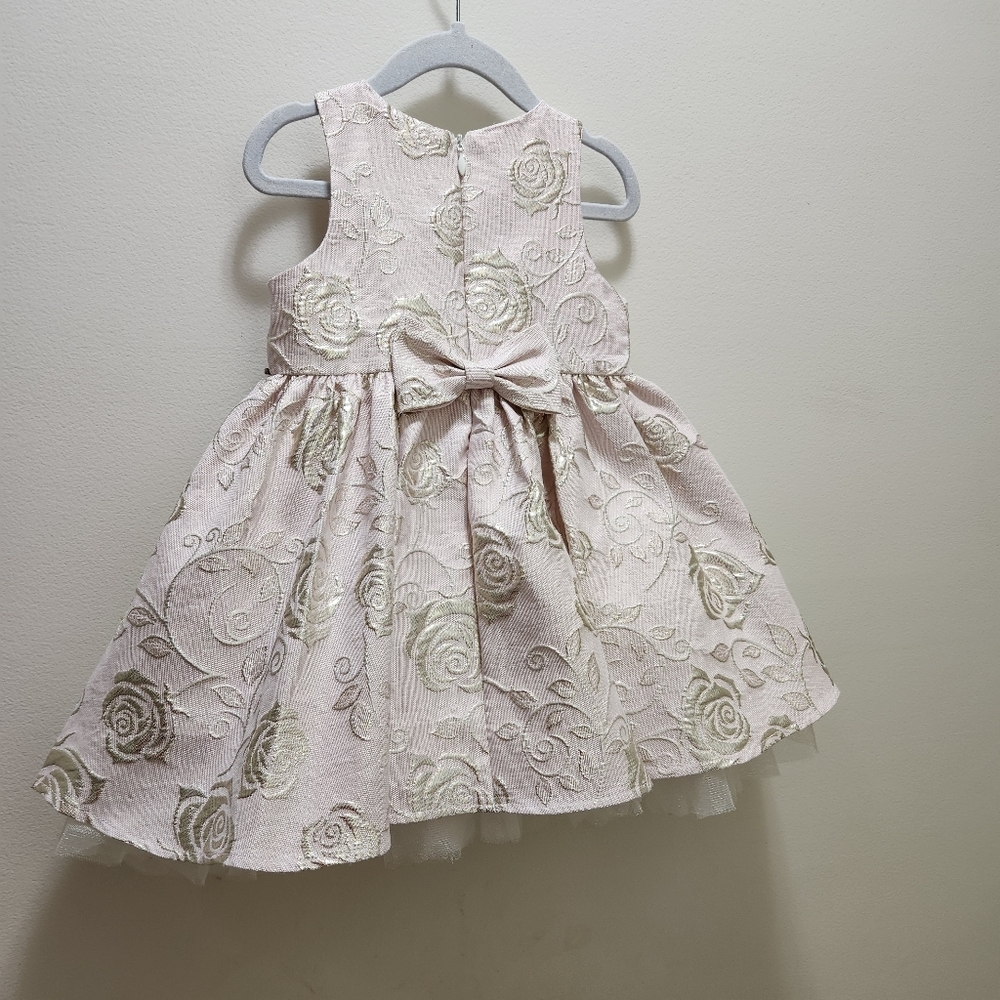 American Princess Blush and Gold Rose Dress Size 3T - Picture 4 of 9